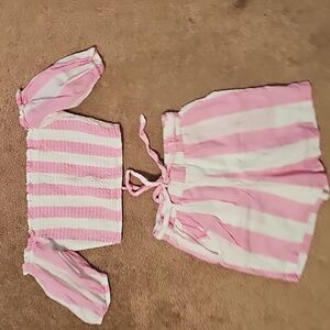 New York & Company Pink and White Striped Set